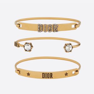 Diorevolution Bracelet Set Antique Metal with Crystals Gold