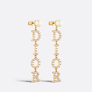 Diorevolution Earrings Metal with Resin Pearls and DIOR Signature Embellished Crystals Gold