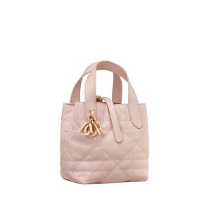 Nano Dior Toujours Vertical Tote Bag In Macrocannage Calfskin Pink