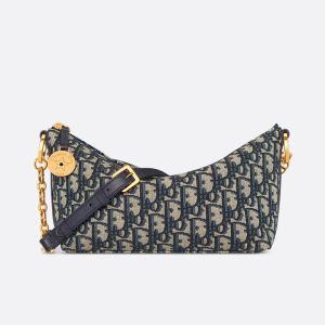 Diorstar Hobo Bag with Chain Oblique Motif Canvas Blue