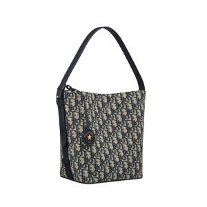 Small Diorstar Bucket Bag In Oblique Jacquard Blue