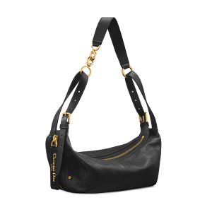 Small Dior D-Journey Bag In Flat Macrocannage Calfskin Black