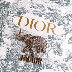 J'Adior Brooch with Elephant Silver Crystals Gold