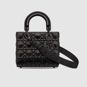 Small Lady Dior My ABCDior Bag In Ultramatte Cannage Calfskin with Diamond Motif Black