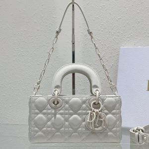 Small Lady D-Joy Bag In Ultramatte Cannage Calfskin White