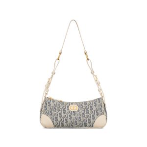 Mini Dior 30 Montaigne Wanderlust Bag In Oblique Chambray Raffia Blue