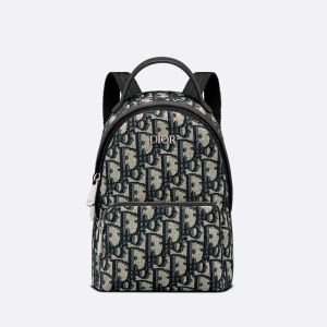 Mini Dior Rider Backpack In Oblique Jacquard Blue