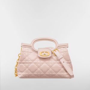 Mini Dior Jolie Top Handle Bag In Cannage Lambskin Pink
