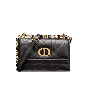 Mini Dior Miss Caro Bag In Macrocannage Lambskin Black