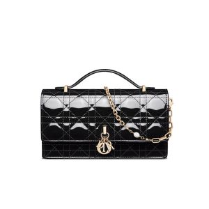 Mini My Dior Bag In Patent Cannage Calfskin Black