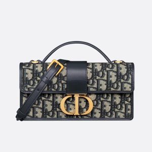 Mini Dior Miss Montaigne Bag In Oblique Jacquard Blue