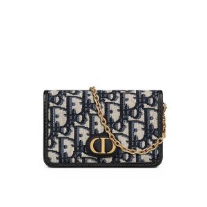 Nano Dior 30 Montaigne Chain Pouch In Oblique Motif Canvas Blue