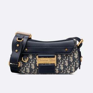 Small Dior Streetchic Bag In Oblique Motif Canvas and Smooth Calfskin Blue