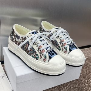 Walk'n'Dior Platform Sneakers Unisex Toile de Jouy Papillon Embroidered White