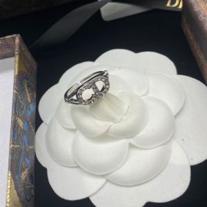 Dior Clair D Lune Ring Metal with CD Signature Embellished Crystals Silver