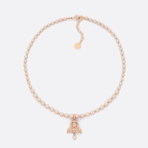 Dior D-Bee Necklace Resin Pearls and Metal Pink