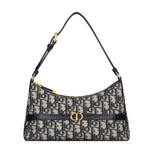 Mini Dior 30 Montaigne Hobo Bag In Oblique Jacquard Blue