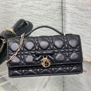 Mini My Dior Bag with Detachable Bow in Cannage Lambskin Black