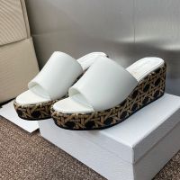 Attitude Dior Wedge Slides Women Calfskin and Graphic Cannage Raffia White
