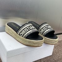 Christian Dior Dway Platform Slides Women Cotton Black