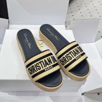 Christian Dior Dway Platform Slides Women Raffia Beige