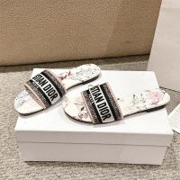 Christian Dior Dway Slides Women Cotton and Millefiori Motif White