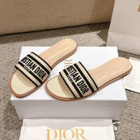 Christian Dior Dway Slides Women Raffia Beige/Black