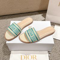 Christian Dior Dway Slides Women Raffia Beige/Teal