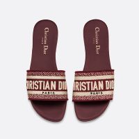 Christian Dior Dway Slides Women Canvas Burgundy