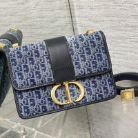 Dior 30 Montaigne Bag In Oblique Motif Denim Blue