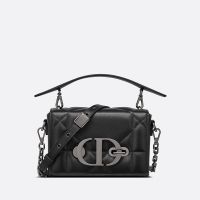 Dior 30 Montaigne Box Bag with Handle In Maxicannage Lambskin Black