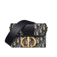 Dior 30 Montaigne Box Bag In Oblique Motif Canvas Blue
