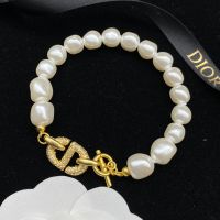 Dior CD Navy Bracelet Resin Pearls with Metal and CD Signature Embellished Crystals Gold