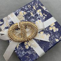 Dior CD Navy Brooch Metal with Crystals Gold