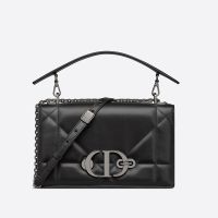 Dior 30 Montaigne Chain Bag with Handle In Maxicannage Lambskin Black