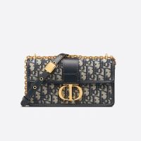 Dior 30 Montaigne East-West Bag With Chain In Oblique Motif Canvas Blue