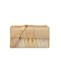 Dior 30 Montaigne East-West Bag with Chain In Oblique Jacquard and Smooth Calfskin Khaki