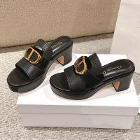 Dior 30 Montaigne Platform Slides Women Calfskin Black