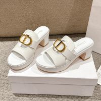 Dior 30 Montaigne Platform Slides Women Calfskin White