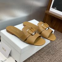 Dior 30 Montaigne Slides Women Enamel Calfskin Camel