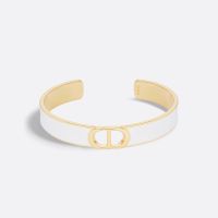 Dior 30 Montaigne Thin Bangle Metal with Lacquer Gold/White