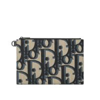Dior A5 Pouch In Maxi Oblique Motif Canvas Blue