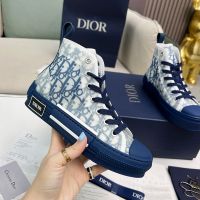 Dior B23 High-Top Sneakers Unisex Oblique Canvas Navy Blue
