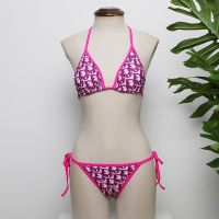 Dior Bikini Women Oblique Motif Lycra Rose