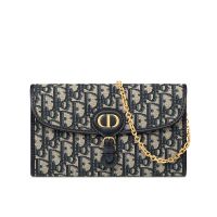 Dior Bobby Pouch with Chain In Oblique Jacquard Blue