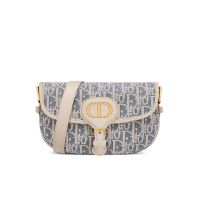 Dior Bobby East-West Bag In Oblique Chambray Raffia Blue