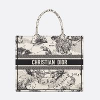 Dior Book Tote In Toile de Jouy Zodiac Motif Canvas White