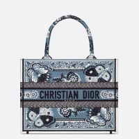 Dior Book Tote In Butterfly Bandana Motif Canvas Blue