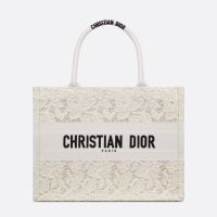 Dior Book Tote D-Lace Motif Macrame White