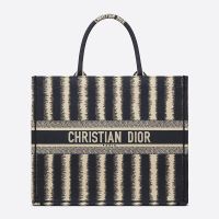 Dior Book Tote D-Stripes Motif Canvas Blue